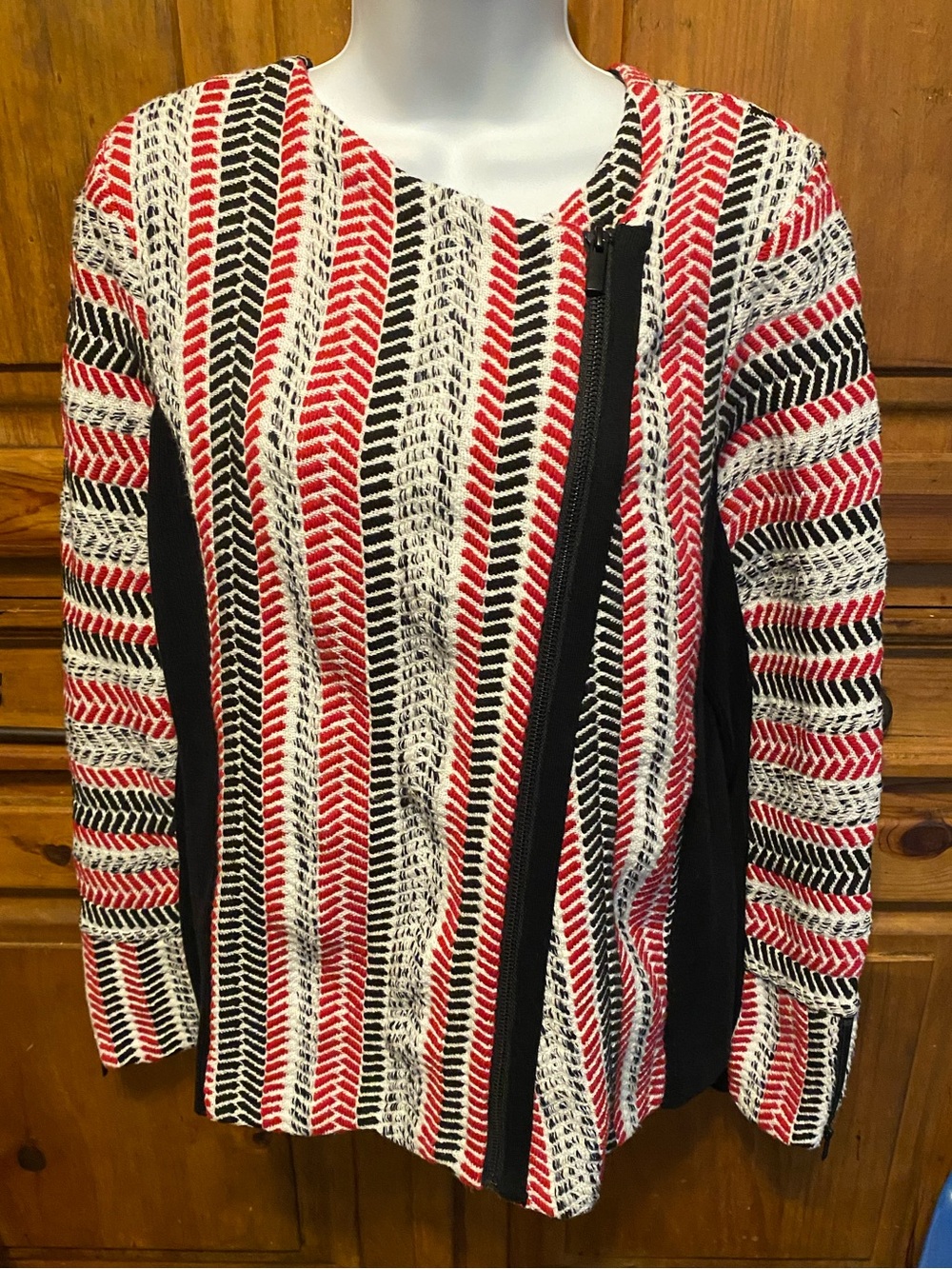 Chico's Sofia Asymmetrical Zip Moto Cardigan Sweater Jacket Size 1 M Whimsigoth